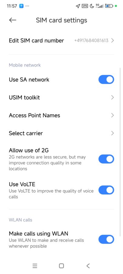 Redmi Note 14 Pro VOLTE VOWIFI