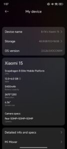 Xiaomi 15 Test Screenshot System 4