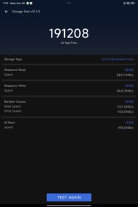 Xiaomi Pad 7 Pro Test Screenshot Speicher