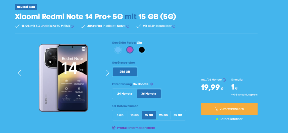 Redmi Note 14 Pro Plus 5G Blau