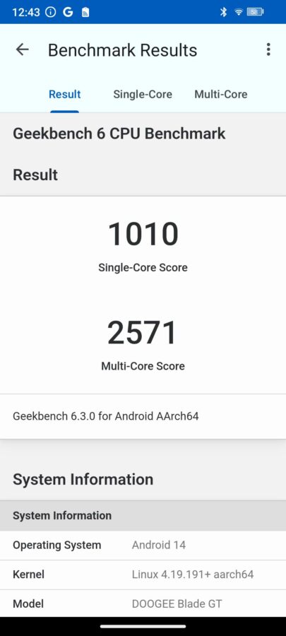 Test Doogee Blade GT Benchmark