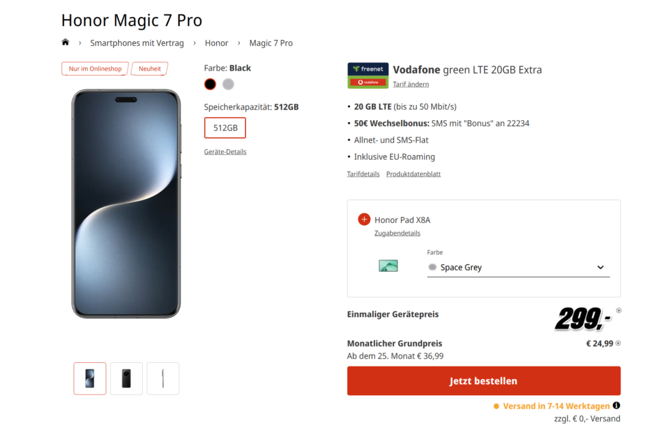 Honor Magic 7 Pro Angebot Vertrag