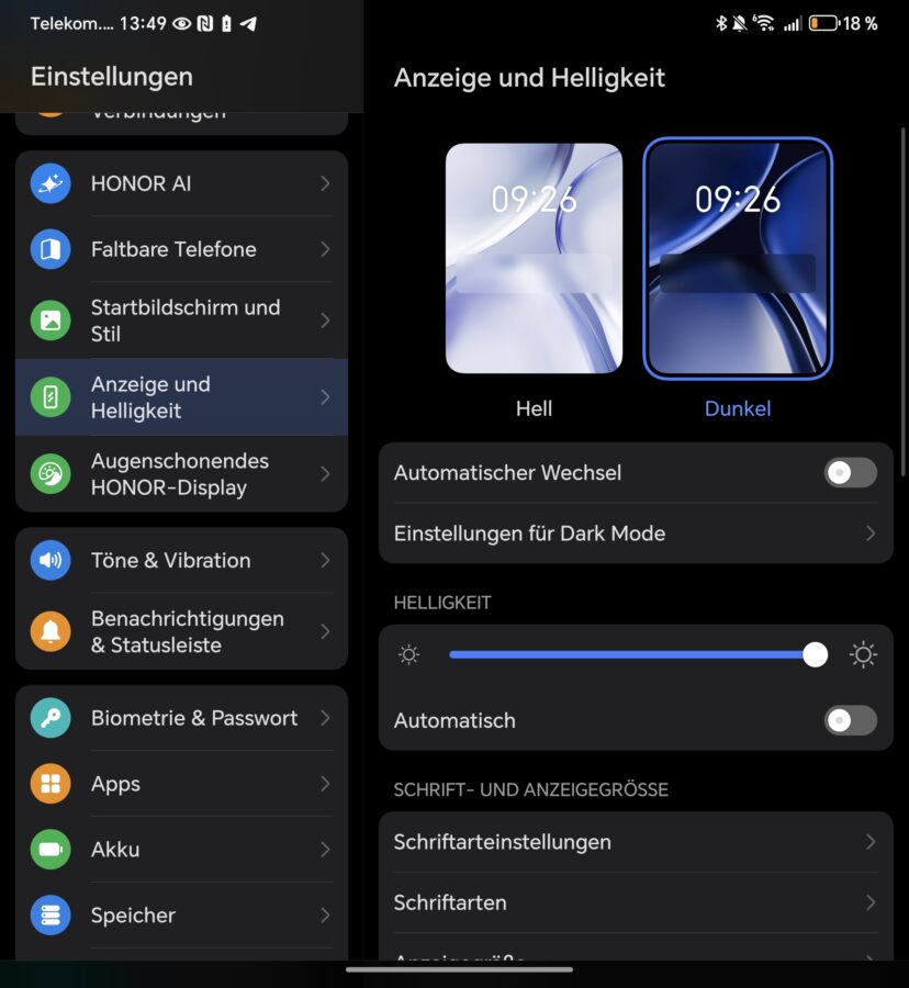 Honor Magic V3 Anzeigeeinstellungen 1