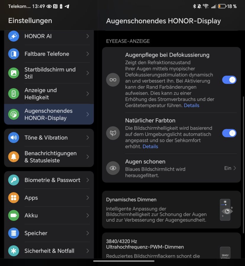 Honor Magic V3 Anzeigeeinstellungen 3