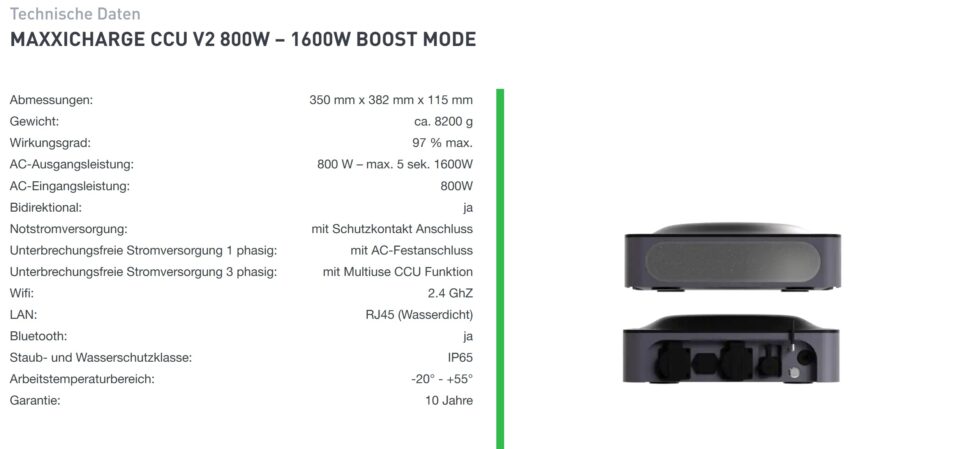 Maxxicharge V2 CCU technische Daten