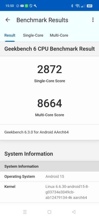 Realme GT 7 Pro Benchmark Geekbench