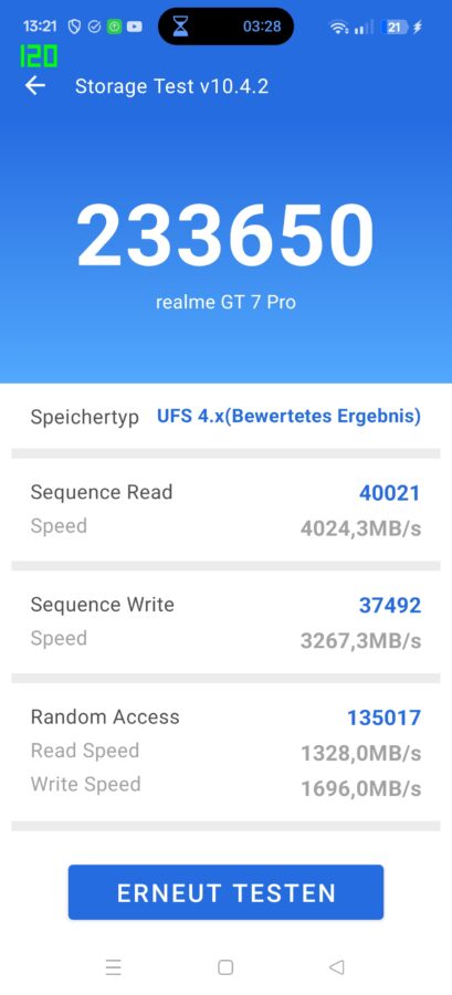 Realme GT 7 Pro Benchmark Storage