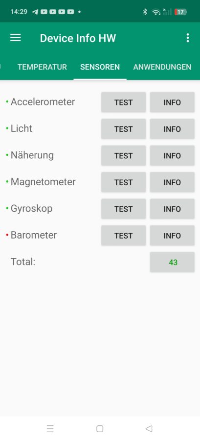 Realme GT 7 Pro Connectivity sensors