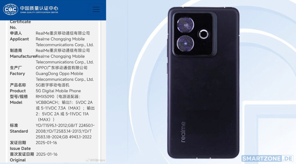 Realme GT 7 bei der TENAA 