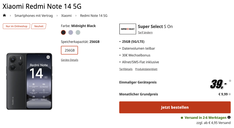 redmi note 14 5g o2 super select