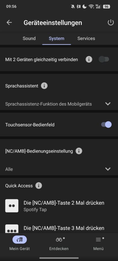 Sony WH 1000XM5 Test Screenshot Sound Connect App Funktionen 4