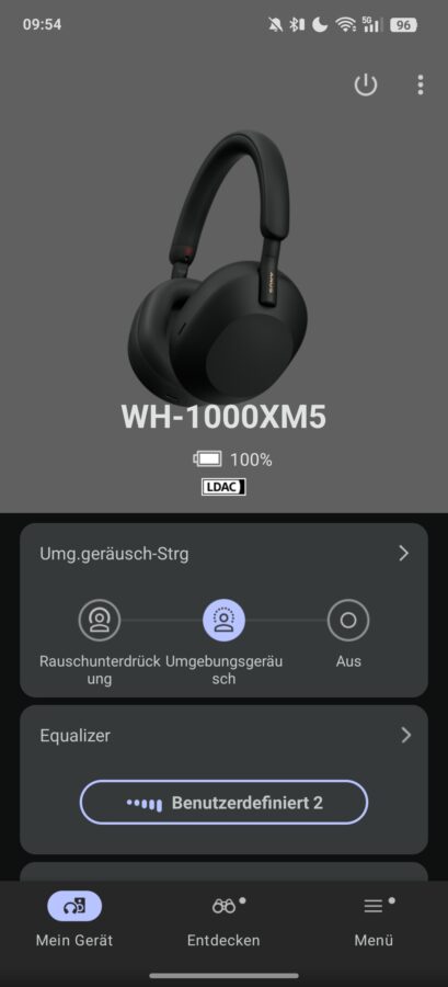 Sony WH 1000XM5 Test Screenshot Sound Connect App Home