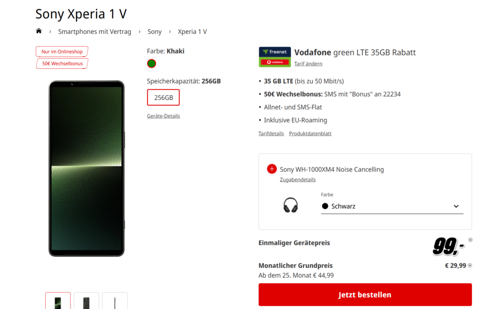 Sony Xperia 1 V MediaMarkt Vertragsdeal