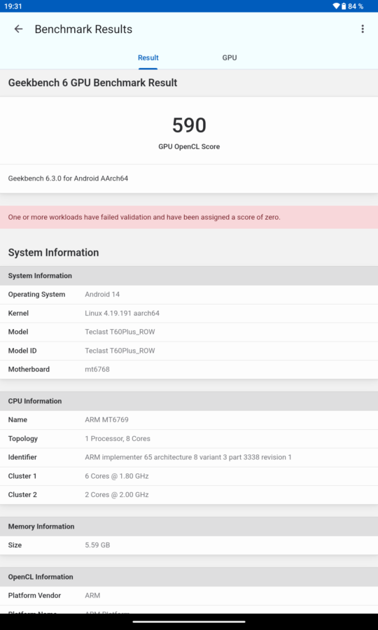 Teclast T60 Plus Test Benchmark 2