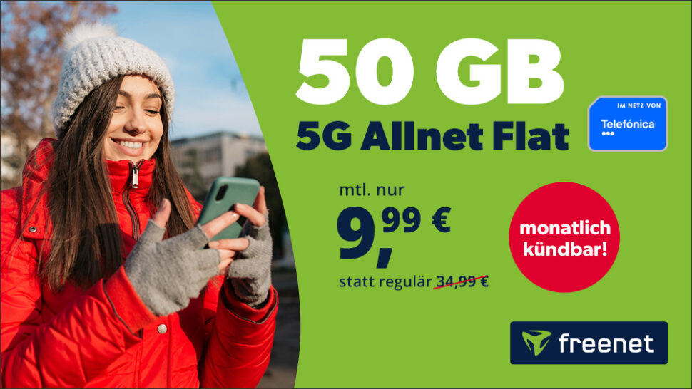 50GB Freenet O2 Allnet Flat monatlich kuendbar