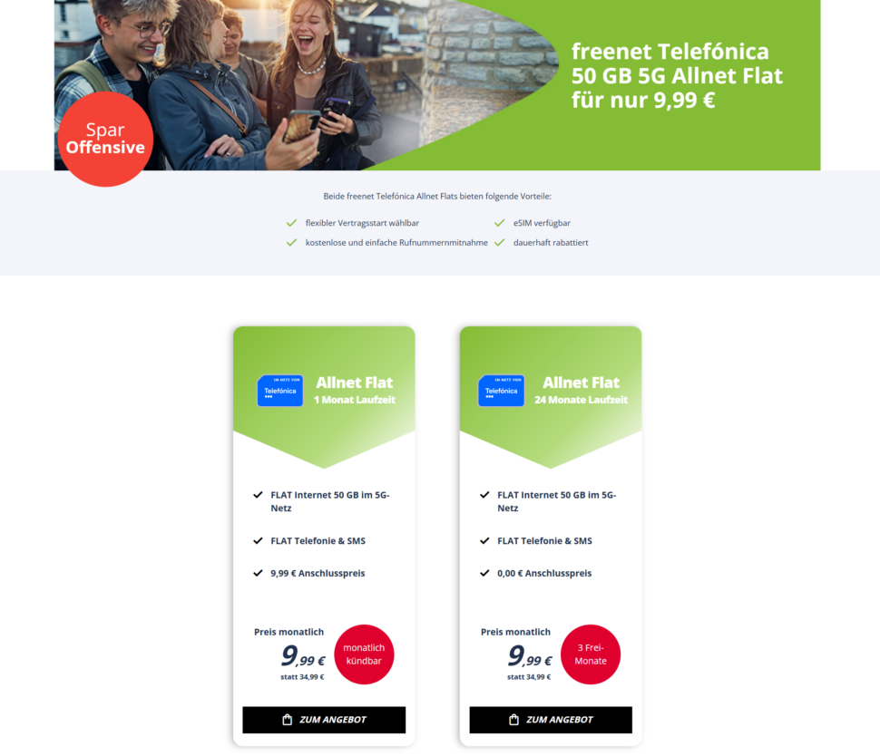 Sparoffensive Freenet 50GB Vertrag monatlih kuendbar