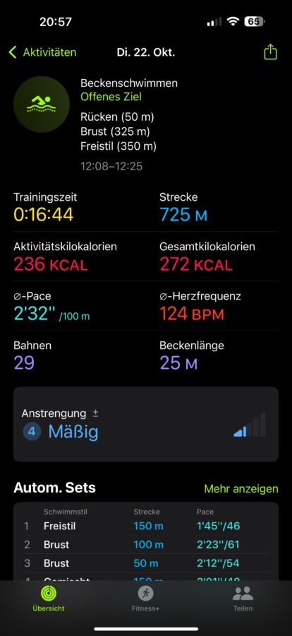 Apple Watch 10 Test Screenshot Schwimmen