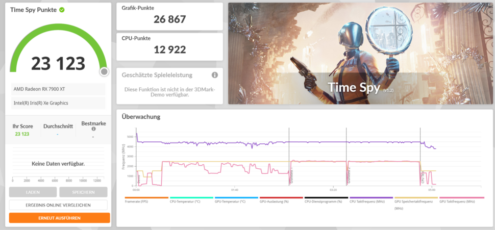 3DMark Test Benchmark mit Grafikkarte