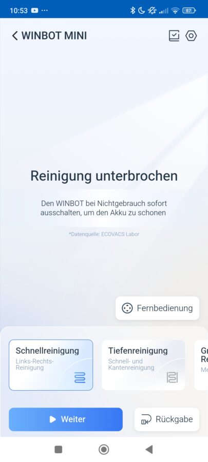 Ecovacs Winbot Mini App 2