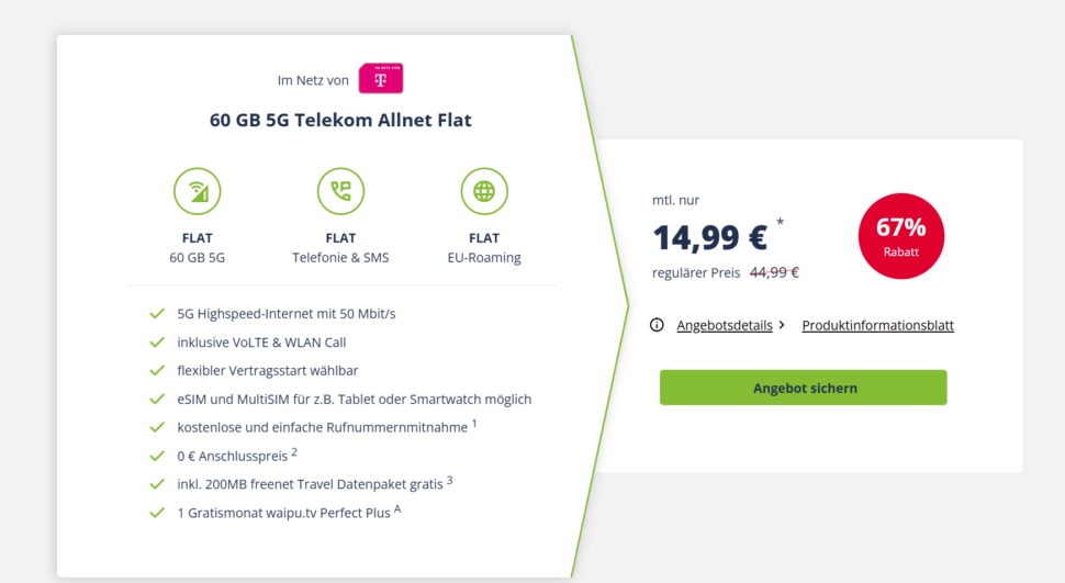 Freenet Telekom Angebot 60GB