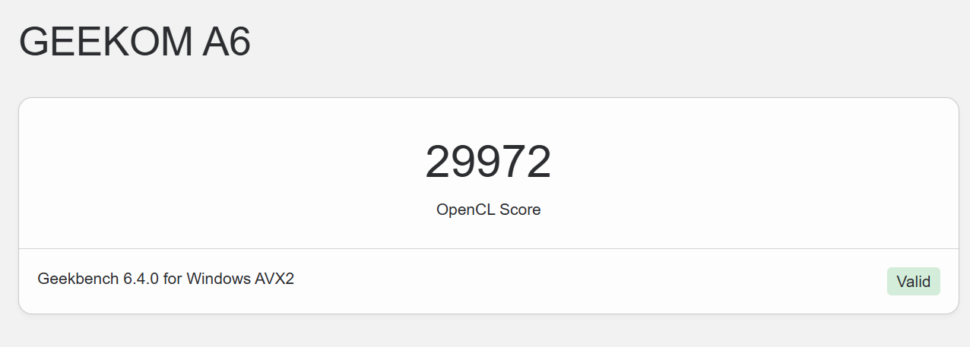 Geekom A Mini Geekbench Grafik Test 
