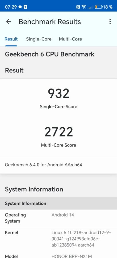 Test Honor  Magic7Lite Benchmark 7