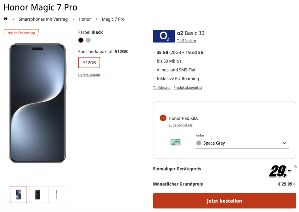 honor magic 7 pro mediamarkt tarif