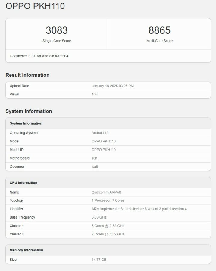 Oppo Find N5 im Geekbench-Test