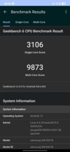 Samsung Galaxy S25 Test Screenshot Geekbench 6