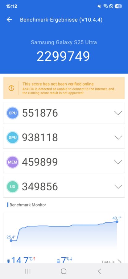 Benchmarks Samsung Galaxy S25 Ultra 1