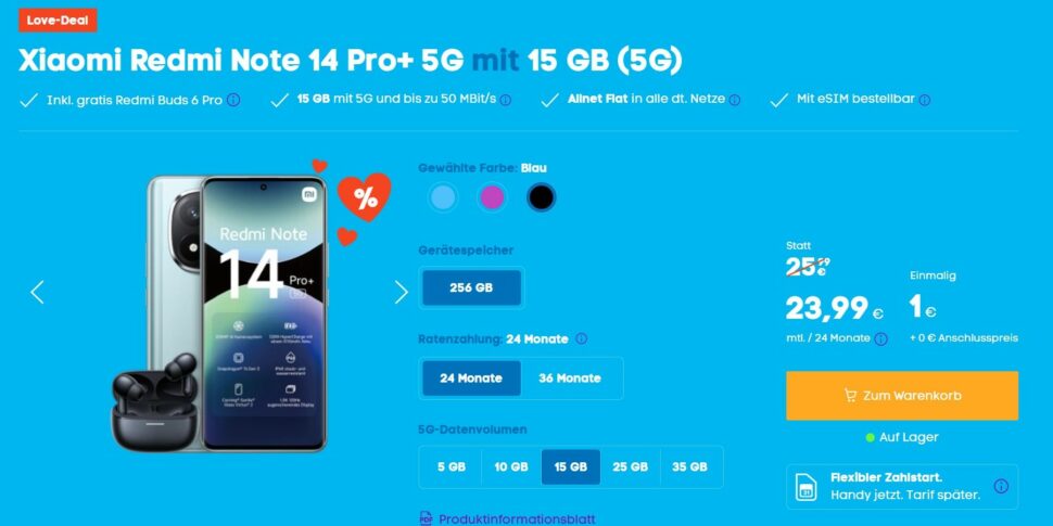 Redmi Note 14 Pro Plus Blau de Vertrag Februar 2025