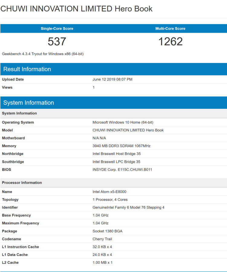 chuwi geekbench