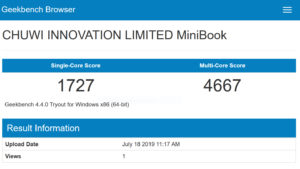 chuwi minibook geekbench