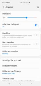 Displayeinstellungen Samsung Galaxy S10 1