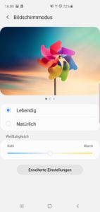 Displayeinstellungen Samsung Galaxy S10 4