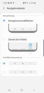 Samsung Galaxy S10e Wischgesten