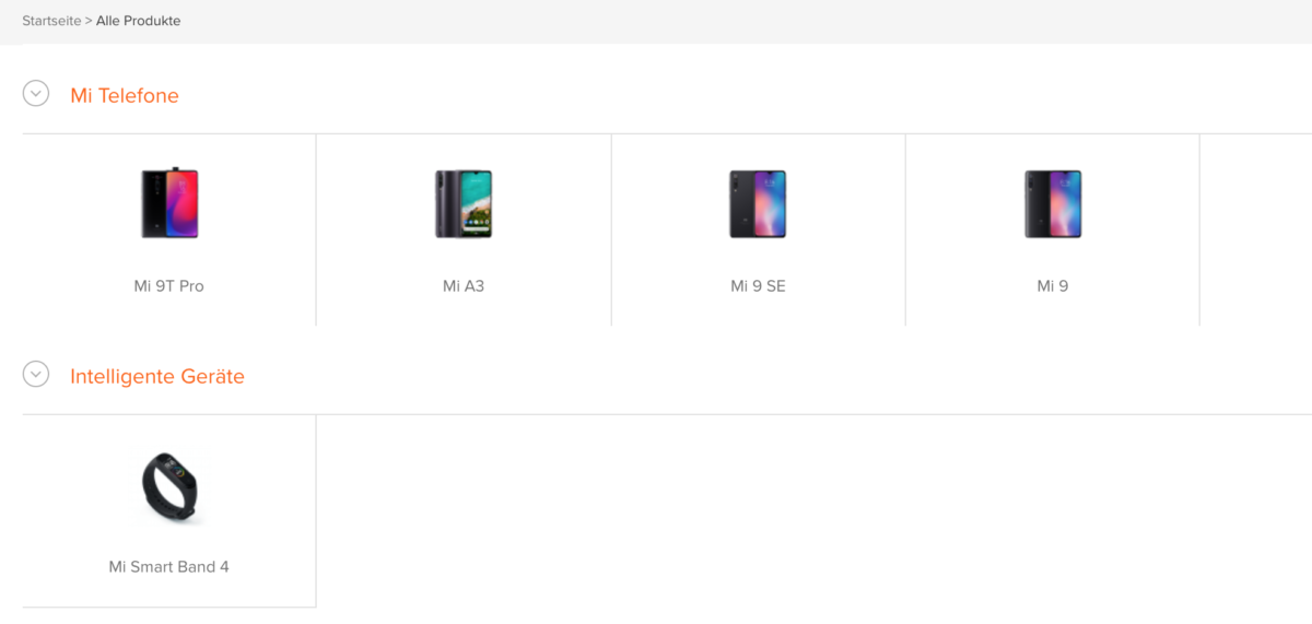 Xiaomi Deutschland Produkte
