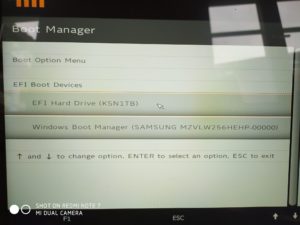Xiaomi Notebook Boot Device Selection