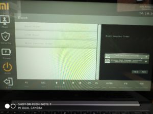 Xiaomi Notebook PRo Bio Boot Priority