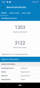 Xiaomi mi a3 geekbench