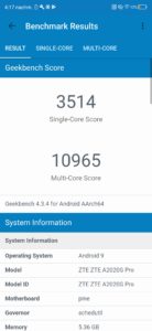 ZTE Axon 10 pro geekbench